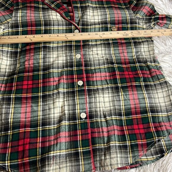 Lauren Ralph Lauren sleep shirt womens Sz Medium embroidered plaid funnel crest - Picture 7 of 10